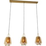 QAZQA kevin - Art Deco Hanglamp eettafel voor boven de eettafel | in eetkamer - 3 lichts - L 120 cm - Goud/messing - Woonkamer | Slaapkamer | Keuken