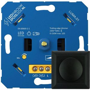 Ledmatters - Inbouw LED Dimmer 230 Volt Inclusief Zwart Afdekraam