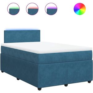 vidaXL - Boxspring - met - matras - fluweel - blauwx190 - cm