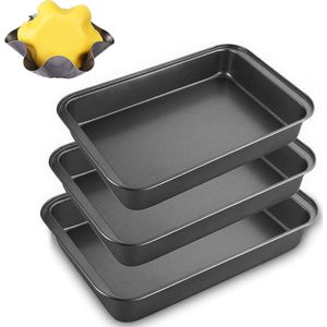 4-delige universele bakplatenset - extra hoge bakplaten - 30X20/32X22/34X24CM bakvorm en 6"" tortillavorm - koolstofstaal (PFOA GRATIS) zwart