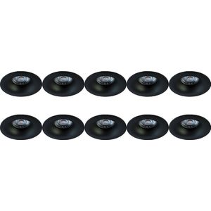 Spot Armatuur 10 Pack - Proma Nora Pro - GU10 Inbouwspot - Rond - Zwart - Aluminium - Ø82mm