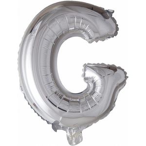 Folie Ballon Letter G Zilver 41cm met Rietje