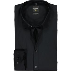 OLYMP No. Six super slim fit overhemd - mouwlengte 7 - zwart - Strijkvriendelijk - Boordmaat: 43