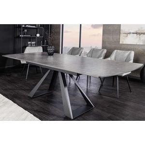 Uitschuifbare eettafel CONCORD 180-230cm grafietgrijs keramiek zwart metaal - 46499
