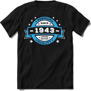 1943 Premium Quality | Feest Kado T-Shirt Heren - Dames | Blauw - Wit | Perfect Verjaardag Cadeau Shirt | Grappige Spreuken - Zinnen - Teksten | Maat XL