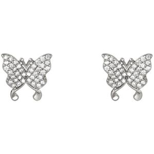 Yehwang oorbellen vlinder - Met zirkonia steentjes - Goudkleurig - Roestvrij staal - 1cm