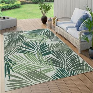 Paco Home Buiten Vloerkleed Voor Buiten Balkon Palm Jungle Patroon Bloemen Boho Groen 160x230 cm