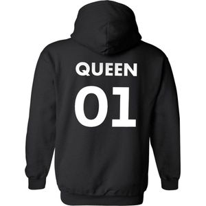 King 01 / Queen 01 Hoodie New (Queen - Maat L) | Koppel Cadeau | Valentijn Cadeautje voor hem & haar