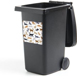 Container sticker Katten - Patronen - Bruin - 40x40 cm - Kliko sticker