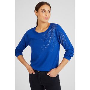 Damart - Trui met mooie studs - Vrouwen - Blauw - XXL