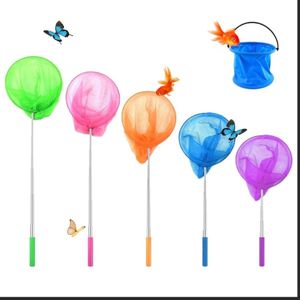 S&Dshopline® Telescopisch schepnet voor kinderen, 5 stuks, uittrekbaar met klapemmer, vlindernet, vlindernet voor kinderen, ideaal voor het vangen van insecten, insecten, vissen, tuin, zwembad