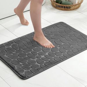 Antislip traagschuim badmat - Zachtheid - Absorberend - Wasbaar - Grijs - 50x80 cm .