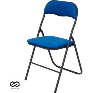 Infinity Goods Klapstoel - Vouwstoel - Fluweel - Eettafelstoel - Opklapbare Stoel - 43 x 47 x 80 CM - Stoel - Blauw