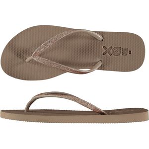 XQ - Teenslippers Dames - Glitter - Taupe - Flip Flops dames