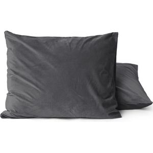 2x fluweel zachte velvet kussenslopen antraciet - 60x70 - dikke kwaliteit - zeer comfortabel - hoogwaardige kwaliteit