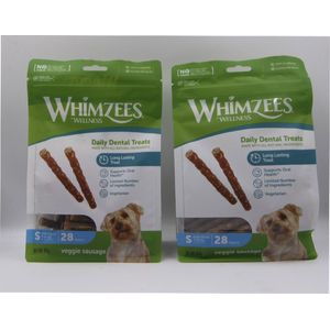 2 X Whimzees daily dental treats ondersteunt orale gezondheid, vegetarisch en lekker smal 28 stuks, tandverzorgend