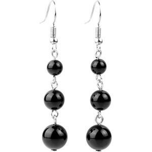 Fako Bijoux® - Oorbellen - Natuursteen - 6-8-10mm - Zwart