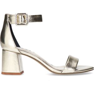 Sacha - Dames - Gouden metallic sandalen met blokhak - Maat 39