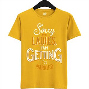 Sorry Ladies | Vrijgezellenfeest Cadeau Man - Groom To Be Bachelor Party - Grappig Bruiloft En Bruidegom Bier Shirt - T-Shirt - Unisex - Geel - Maat 4XL