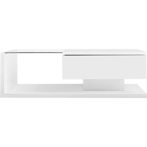 Salontafel in hoogglans bijzettafels, salontafels met glas en LED-effect wit