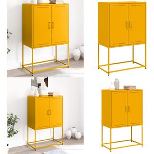 vidaXL Hoge kast 68,5x38,5x107 cm staal mosterdgeel - Hoge Kast - Hoge Kasten - Hoog Dressoir - Hoge Kast Woonkamer