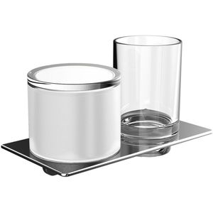 Emco Art glashouder met glas en zeepbakje, 11,5 x 19,4 x 10,1 cm, chroom