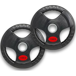 10 KG (2x) Gewichtschijf | Halterschijf Fitness Gewicht | Tri-Grip Weight Plate | Krachttraining Bumperschijf 10KG | 50mm Bumperplates halterset | Sportgewichten | PREMIUM Tri-Gip Gewichten | Comfortabel en Gemakkelijk vasthouden | voor Gyms