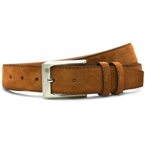 Cognac suede riem YFA - suede pantalon riem Cognac - 3,5 cm brede suede riem - riem Cognac - Pantalon & Jeans Broekriem - Riemmaat 85cm - Totale lengte 100cm