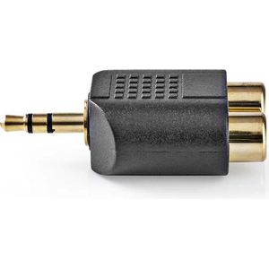 Nedis Stereo-Audioadapter - 3,5 mm Male - 2x RCA Female - Verguld - Recht - ABS - Zwart - 10 Stuks - Polybag