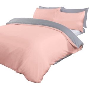 Effen Dekbedovertrek Set Met Kussenslopen - Blush Roze Grijs, Tweepersoons