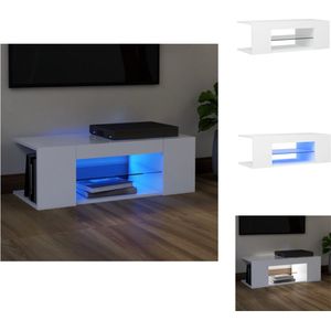 vidaXL TV-meubel Trendy LED-verlichting - Hifi-kast - 90x39x30 cm - Wit - Kast
