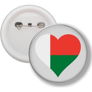 Button Met Speld - Hart Vlag Madagascar
