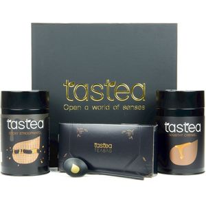 tastea Caramel Cravings Box - Rooibos & zwarte thee met kaneel en karamel - Sticky Stroopwafel, Naughty Caramel, tastea scoop & tastea Teabags - Losse Thee - Box vol heerlijke zoetigheid