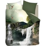 Snoozing Waterfalls - Flanel - Dekbedovertrek - Lits-jumeaux - 240x200/220 cm - Groen