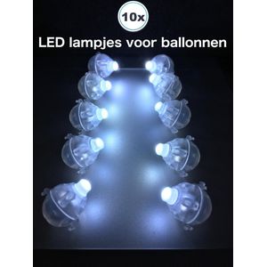 10 x Witte LED lampjes - lichtjes (48 uur) met batterij voor ballonnen verlichting lights LED Ballon Candlebags