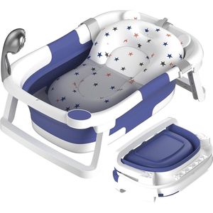 opvouwbaar babybadje. De babybadkuip is geschikt voor pasgeborenen tot peuters en is uitgerust met een antislipmat en een afvoergat.