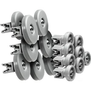 Dparts vaatwasser wieltjes bovenkorf én onderkof - 2 sets van 8 stuks - geschikt voor AEG - Zanussi - Electrolux - Ikea - wiel voor rek van afwasmachine - vaatwasmachine - bovenrek en onderrek wielset