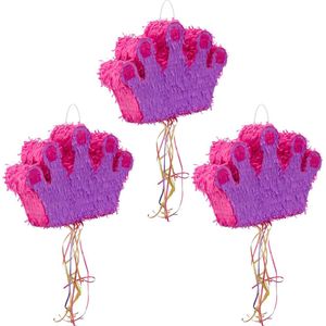 Relaxdays 3x Pinata kroon - pinata paars - ophangen - voor kinderen - zelf vullen