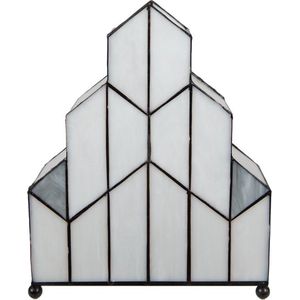 LumiLamp Tiffany Tafellamp 30x4x25 cm Wit Glas Tiffany Bureaulamp