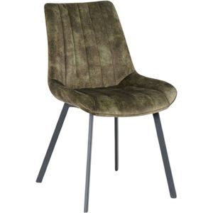 By-Olaf Eetkamerstoel Austin velvet Groen - slanke metalen poten - industrieel design - velours