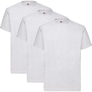 3 Pack Shirts Fruit of the Loom Ronde Hals Ash Maat XXXL (3XL) Valueweight