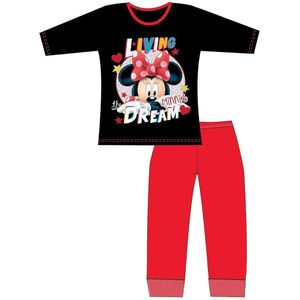 Minnie Mouse - Pyjama - Maat 134/140 - Disney - Living the Dream pyjamabroek en pyjamashirt - Zwart met rood