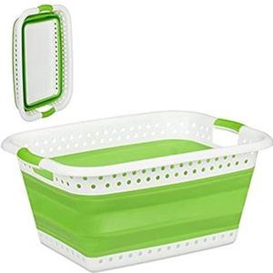 Synx Tools Wasmand Opvouwbaar Groen Siliconen Emmer met gaten / Wasmand-Ruimtebesparende Wasemmer- Opbergmand -Inklapbare Teil Voor Wasgoed- Wasbox Mand Met Handvat- Speelgoedmand 39 Liter - Laundry Basket