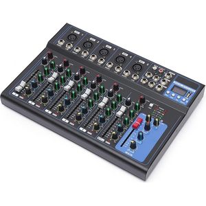 7-kanaals DJ audio-mixer met USB en Bluetooth voor live muziek en karaoke