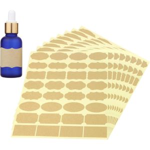 Fancy Shape Kraft labelstickers 256 stuks zelfklevende cadeau-labelstickers voor etherische olieflessen kruiden/jampotten voedselcontainers - klein