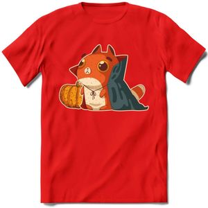Graaf Dracula kat T-Shirt Grappig | Dieren katten halloween Kleding Kado Heren / Dames | Animal Skateboard Cadeau shirt - Rood - L