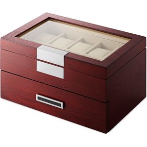 Kersenhouten Fineer Horloge Displaybox met 20 Vakken