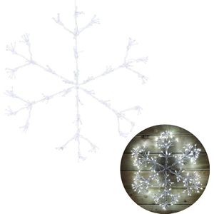 Cheqo® Lichtgevende Sneeuwvlok - Lichtslang - Kerstverlichting - Kerstfiguur - Slangverlichting - 216LED - 60cm - Warm Wit