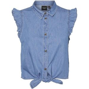 Vero Moda Top Vmnoe Sl Frill Shirt Yo337 10307830 Medium Blue Denim Dames Maat - S