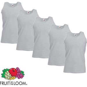 5 Pack Fruit of the Loom Valueweight Sportshirt-Onderhemd Grijs Maat M